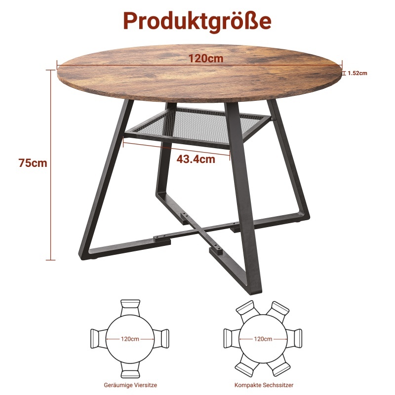 Meubletmoi Table Style Industriel/Structure Métal Et Plateau En Bois D