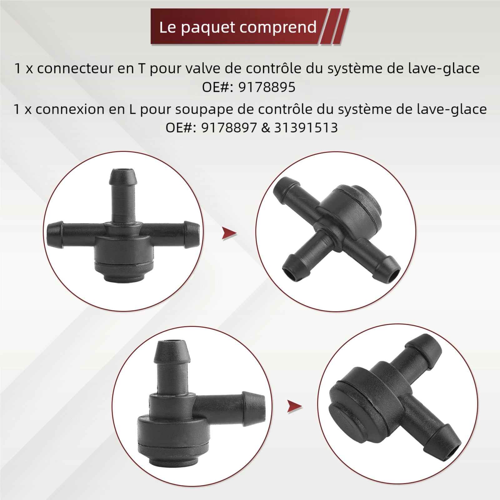 Kit Buses Lave-Glace X AUTOHAUX Pour Volvo S40 V50 C70 - Tuyau Et Connecteurs Inclus - Référence 30655605
