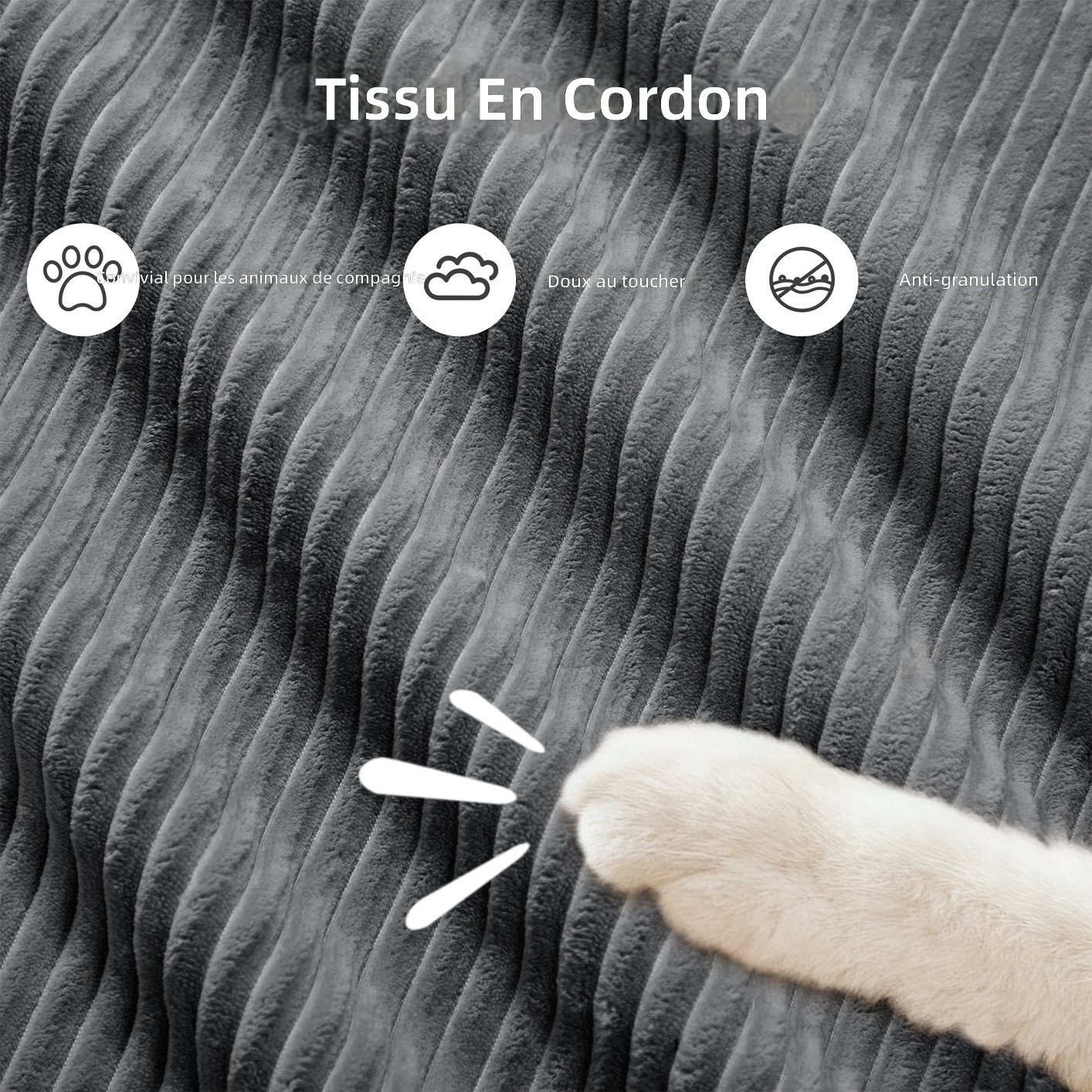 Tissu en velours côtelé doux du canapé modulable