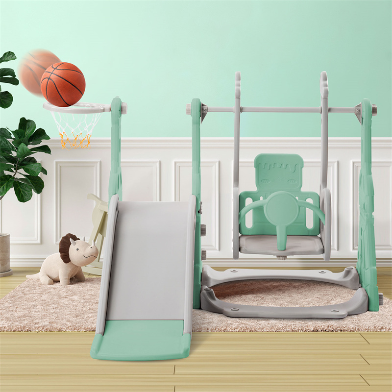 Toboggan Pour Enfants 4 En 1 - Convient Pour L'intérieur Et L'extérieur - Avec Balançoire, Panier De Basket, Toboggan, échelle - Vert 12 Toboggan Pour Enfants 4 En 1 - Convient Pour L'intérieur Et L'extérieur - Avec Balançoire, Panier De Basket, Toboggan, échelle - Vert -Pas Cher Clair Jardin Magasin