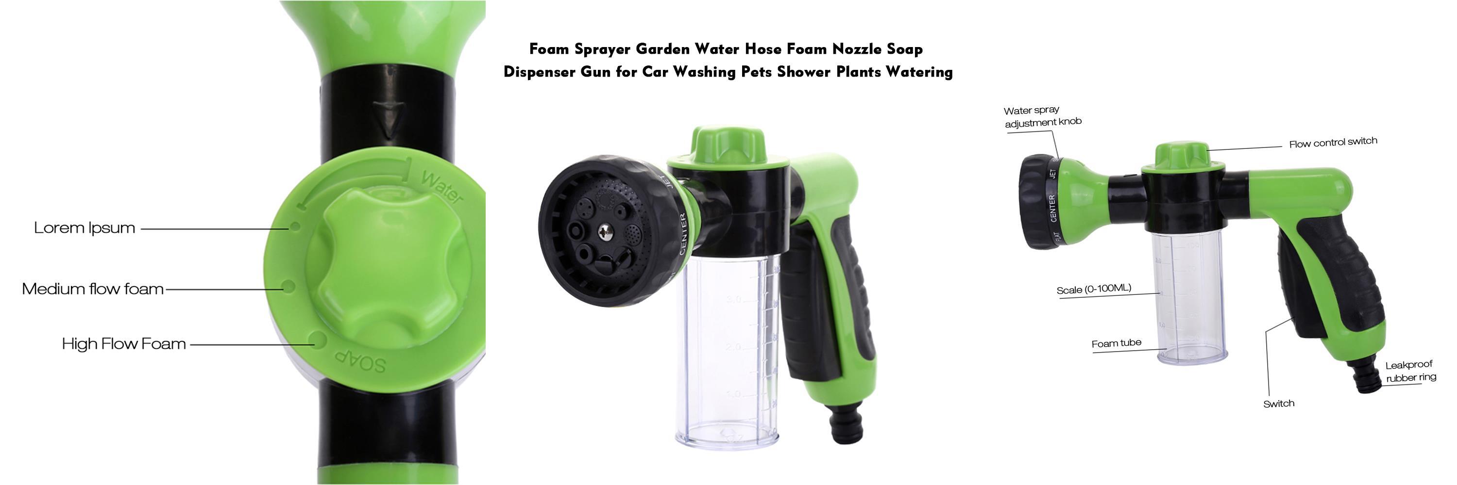 Foam Sprayer Garden Water Hose Foam Nozzle Soap Dispenser Gun For