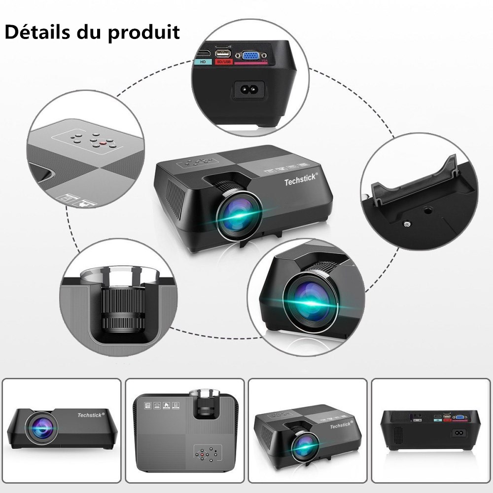 Vidéoprojecteur portable TECHSTICK® Mini Retroprojecteur Multimédia