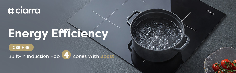 CIARRA Built-in 4 Zones Induction Hob, Integrated Electric Cooktop With Booster Function 7200W-CD4BBIH 10 induction hob 4 zones