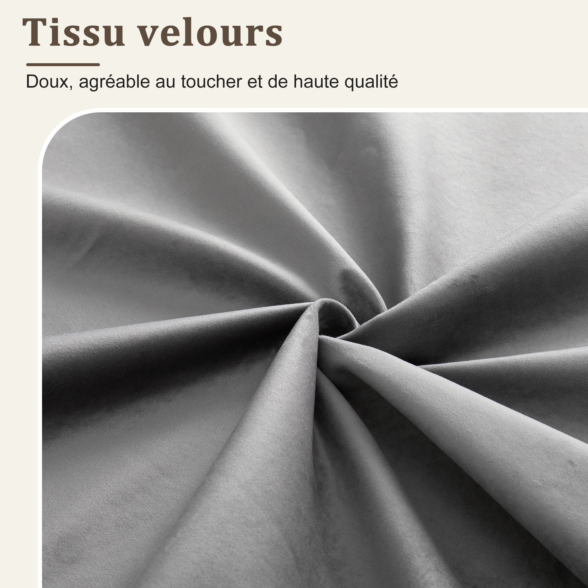 Détail du revêtement en velours gris