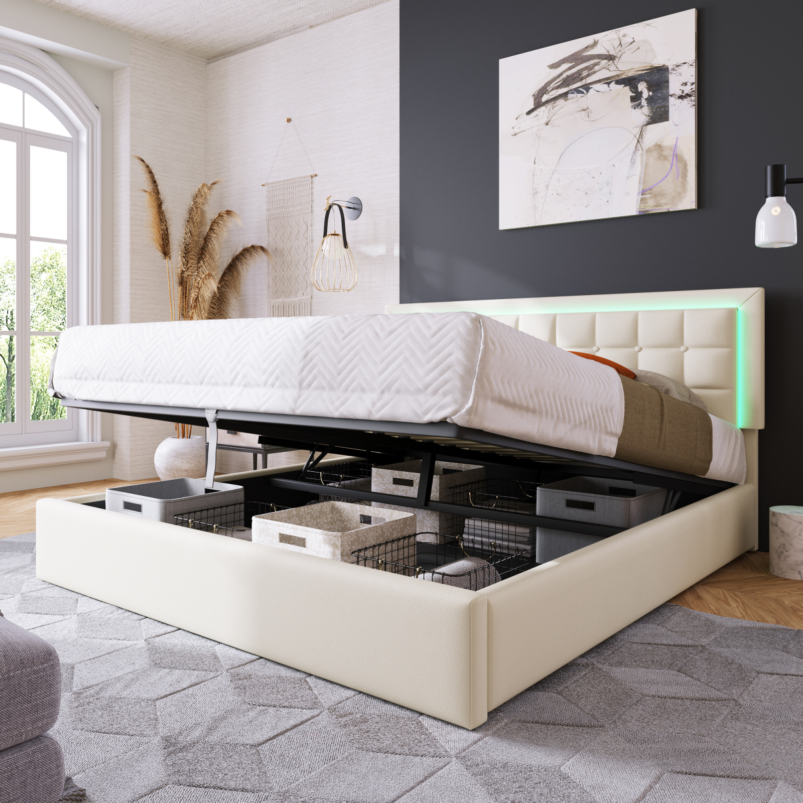Pack lit 2 places avec matelas Karl Blanc et bois 120x190 cm | Leroy Merlin