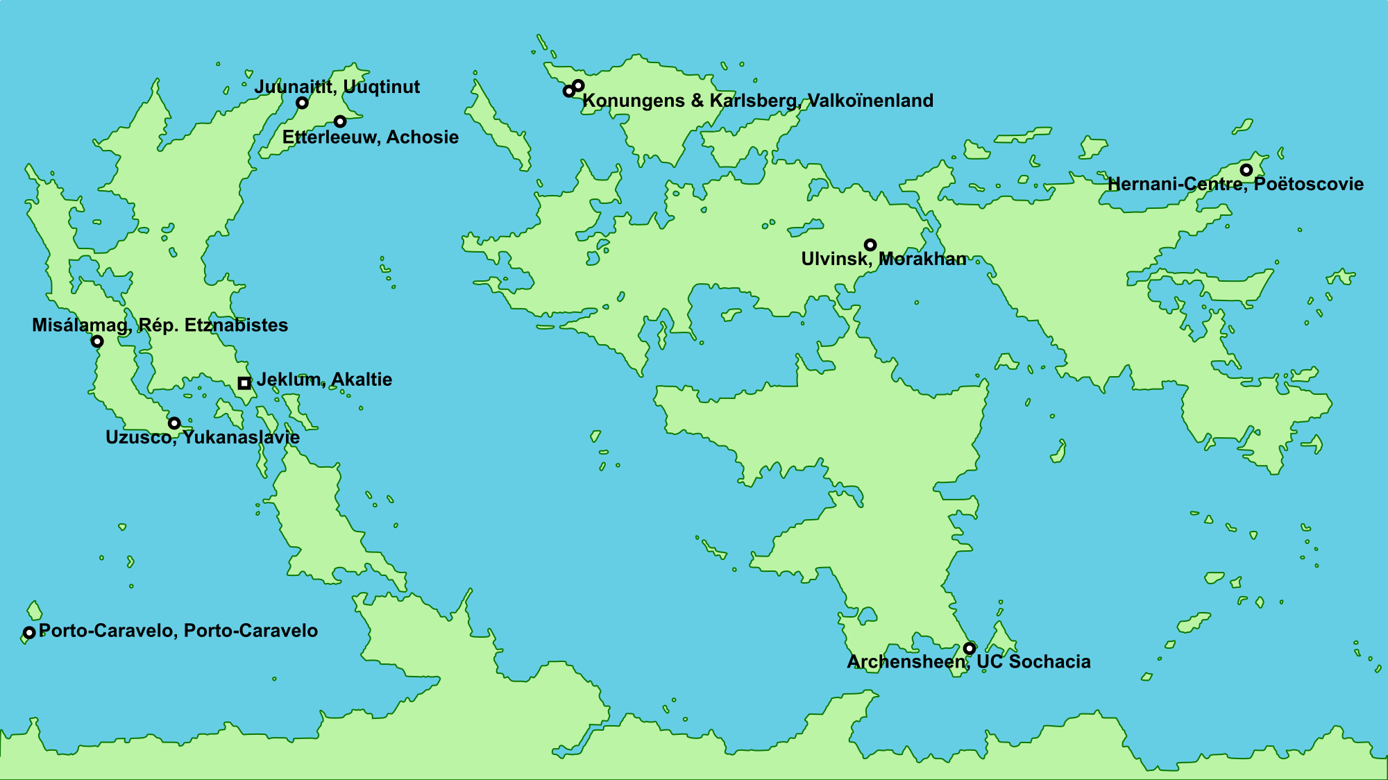 Carte des sections de l'Office Mondial des Animaux et de la Nature.