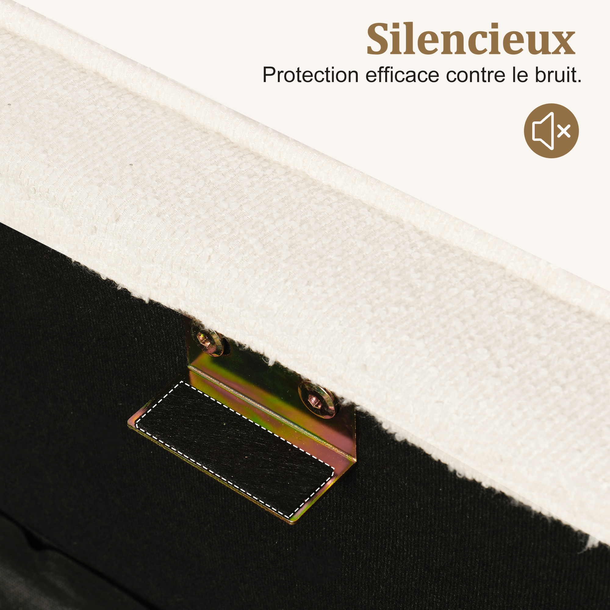 Détail de protection contre les bruits sur la structure du lit