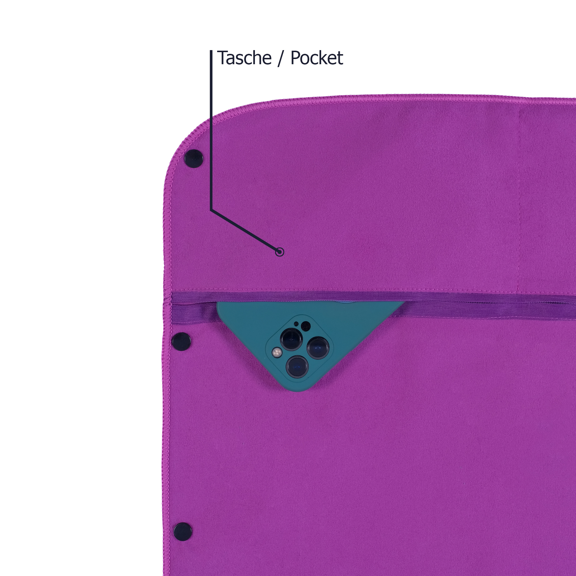 Brielle Fitnesshandtuch rutschfest - Magnet und Reißverschlusstaschen - Bild 33 von 38