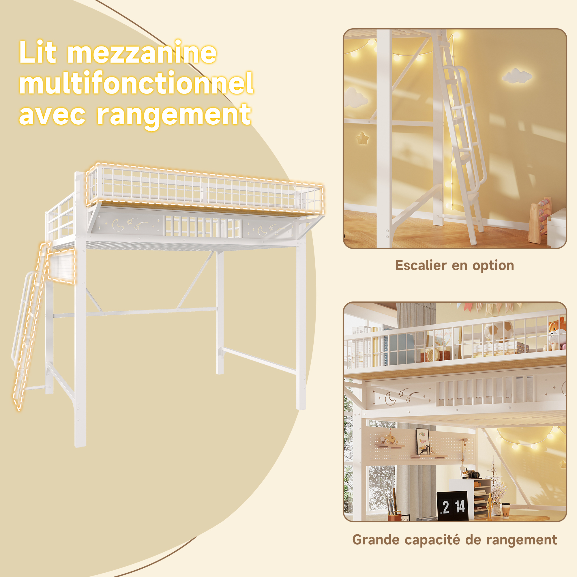 Échelle réversible du lit mezzanine blanc