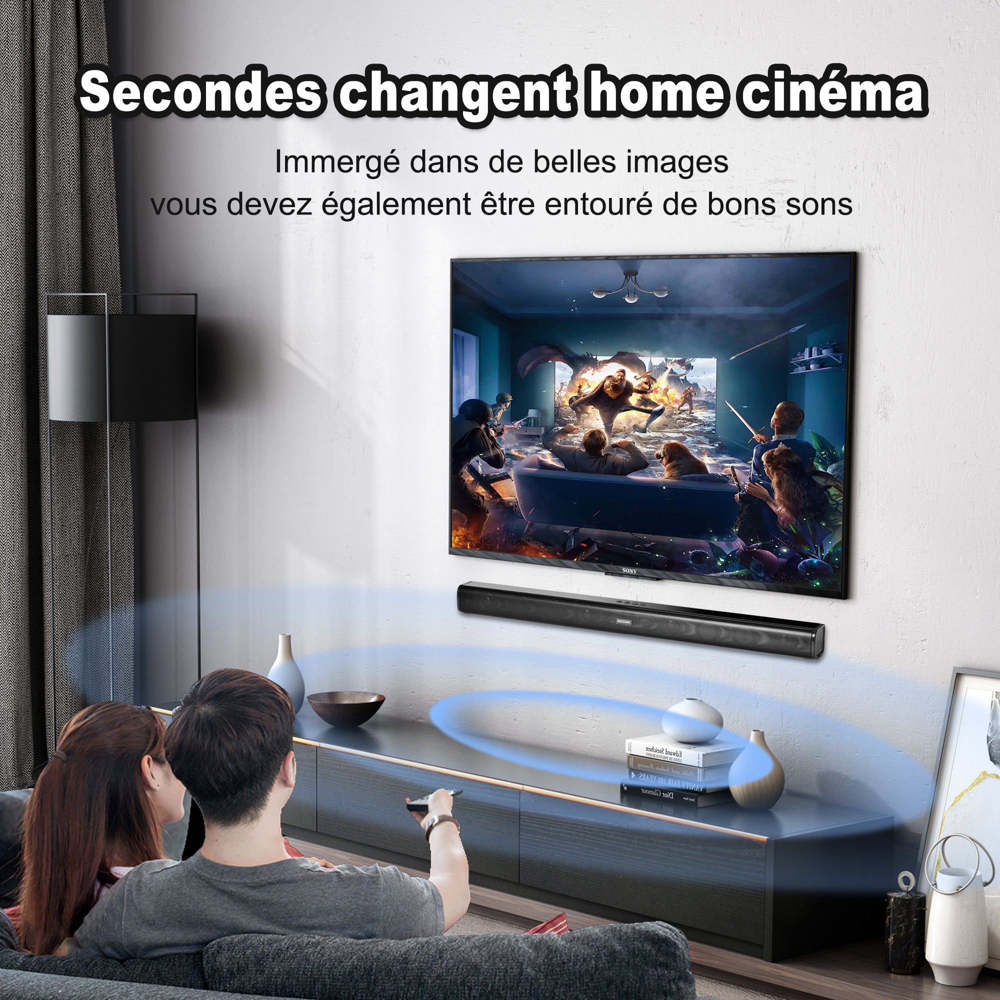MEVOSTO Barre de Son 2 en 1 séparable 2.2CH Barre de Son pour TV 80W Double woofers intégrés