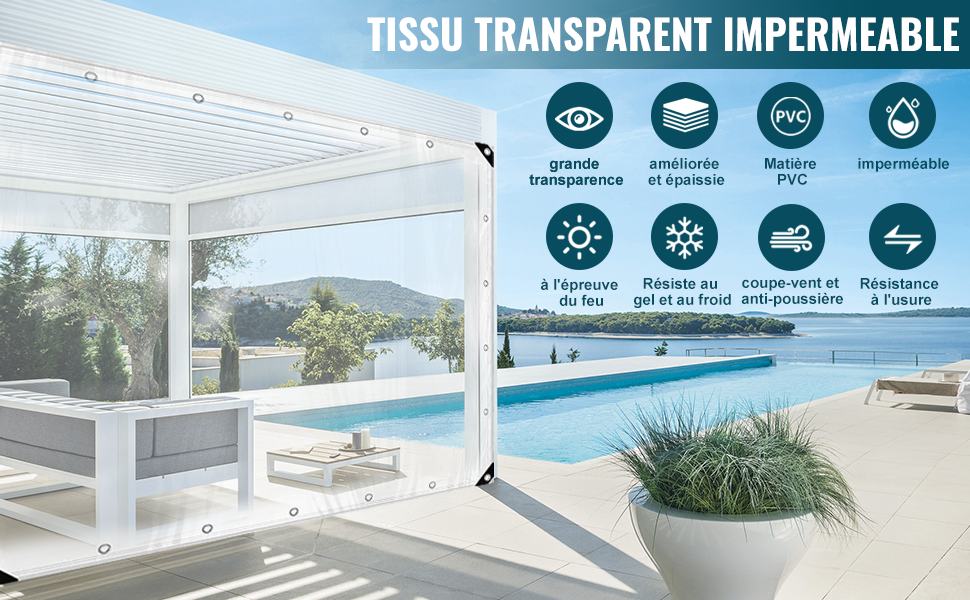 Telone In Tessuto Leno Per Esterni 10x15m - Impermeabile E Anti UV, Bianco Trasparente - Foto 11