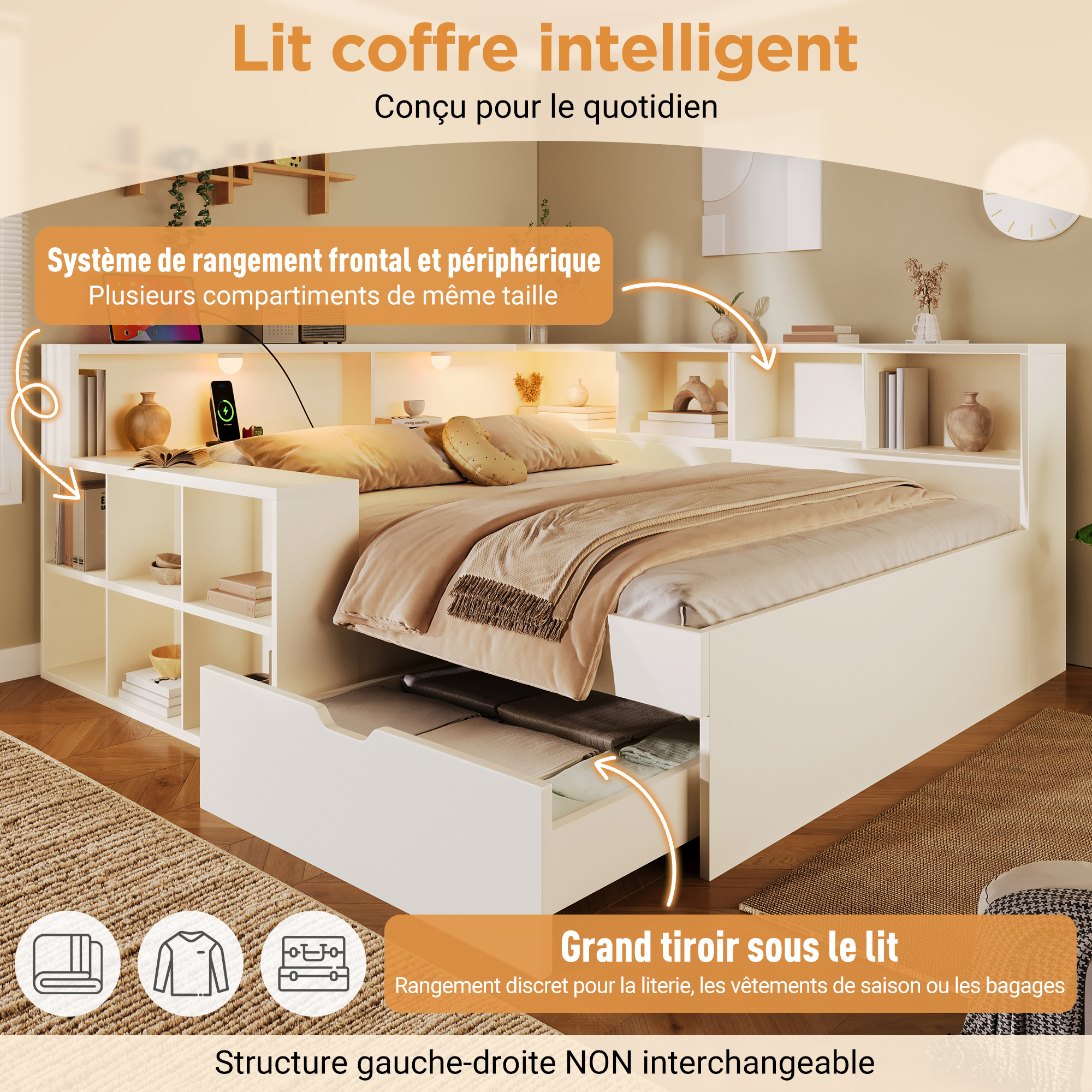 Rangements autour du lit