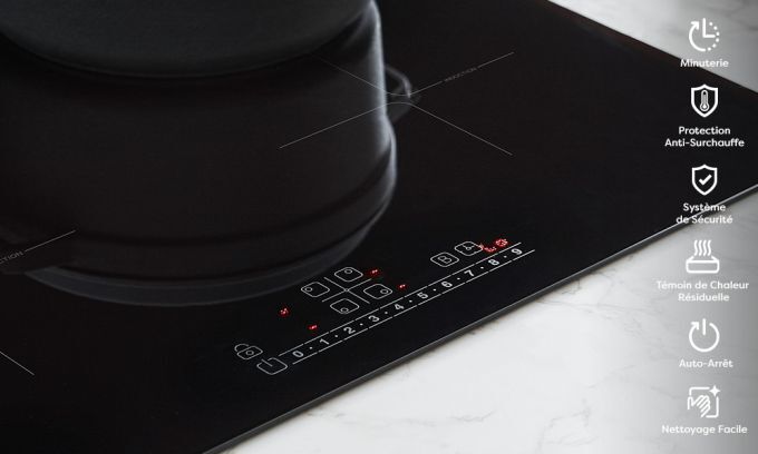 CIARRA CD4BBIH Plaque Induction 4 Foyers - 7200W - Boosters - Vitroceramique - Commandes Tactiles - Minuteur - L 59cm 15 ciarra table de cuisson 4 zones