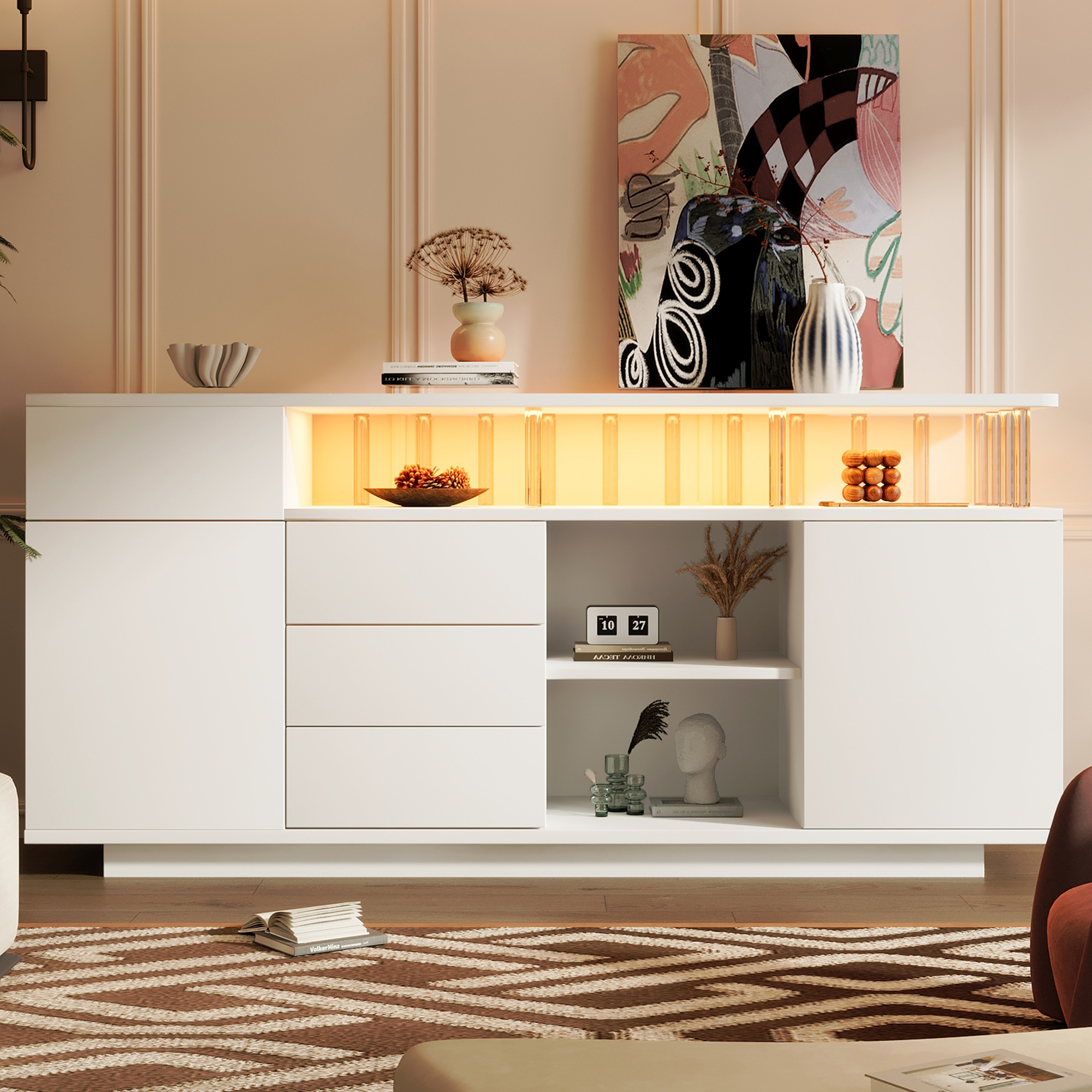 Buffet LED avec supports en acrylique