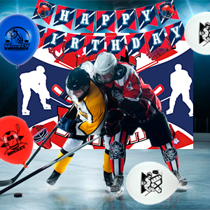thumbnail image 2 of Hockey Birthday Party Supplies, Ice Hockey Themed Happy 2 of 14