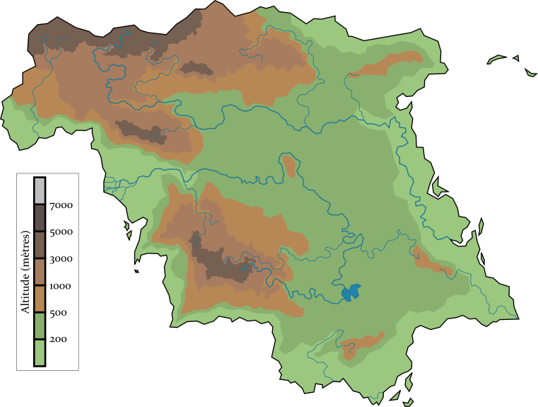 Carte physique du Territoire principal akaltien