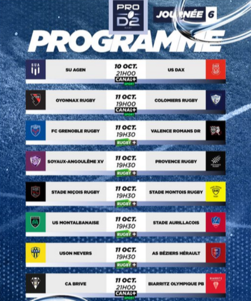 INFOS ce LUNDI 7 OCTOBRE (Matinée) > Pro D2 - J6 > J -4 du match de reprise pour les Sapiacains > USM / AURILLAC ce VENDREDI 11 Octobre 19H30 à Sapiac <> Le PROGRAMME de l'USM du 2ÈME BLOC <> RÉSULTATS USM ASSOCIATION <> RÉSULTATS RUGBY RÉGIONAL Gb1sws