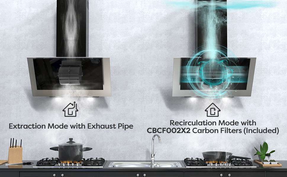 CIARRA 60cm Angled Cooker Hood With 3-speed Extraction -736CBK60 11 angled cooker hood