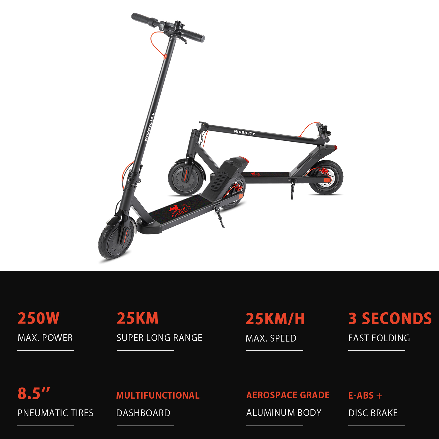 Trottinette electrique Niubility N1 Vitesse maximale 25 km/h Charge 120 kg Noir le meilleur scooter électrique 2020 