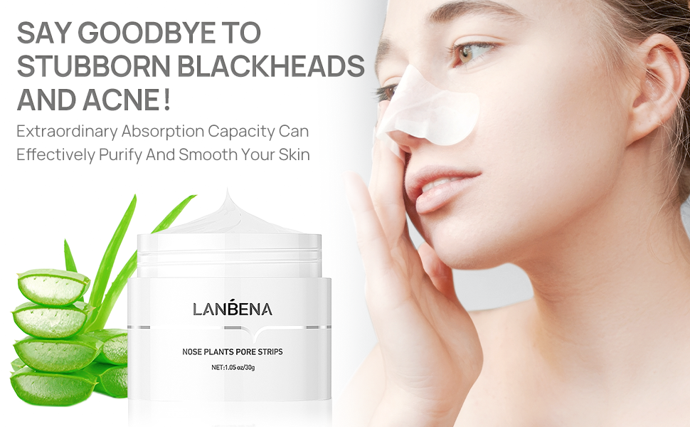 Lanbena Blackhead Remover Nose Mask Pore Peel Off Acne Avec 60 Bandes De #