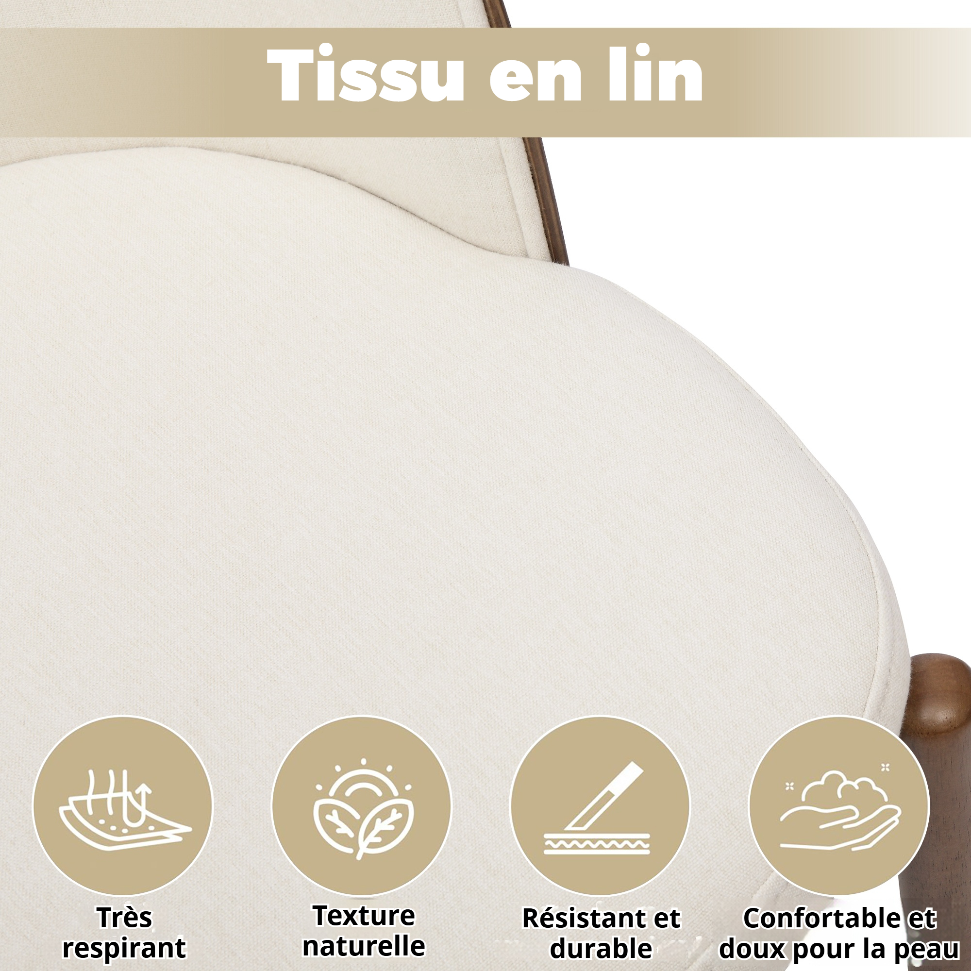 Détail du revêtement en tissu de lin blanc