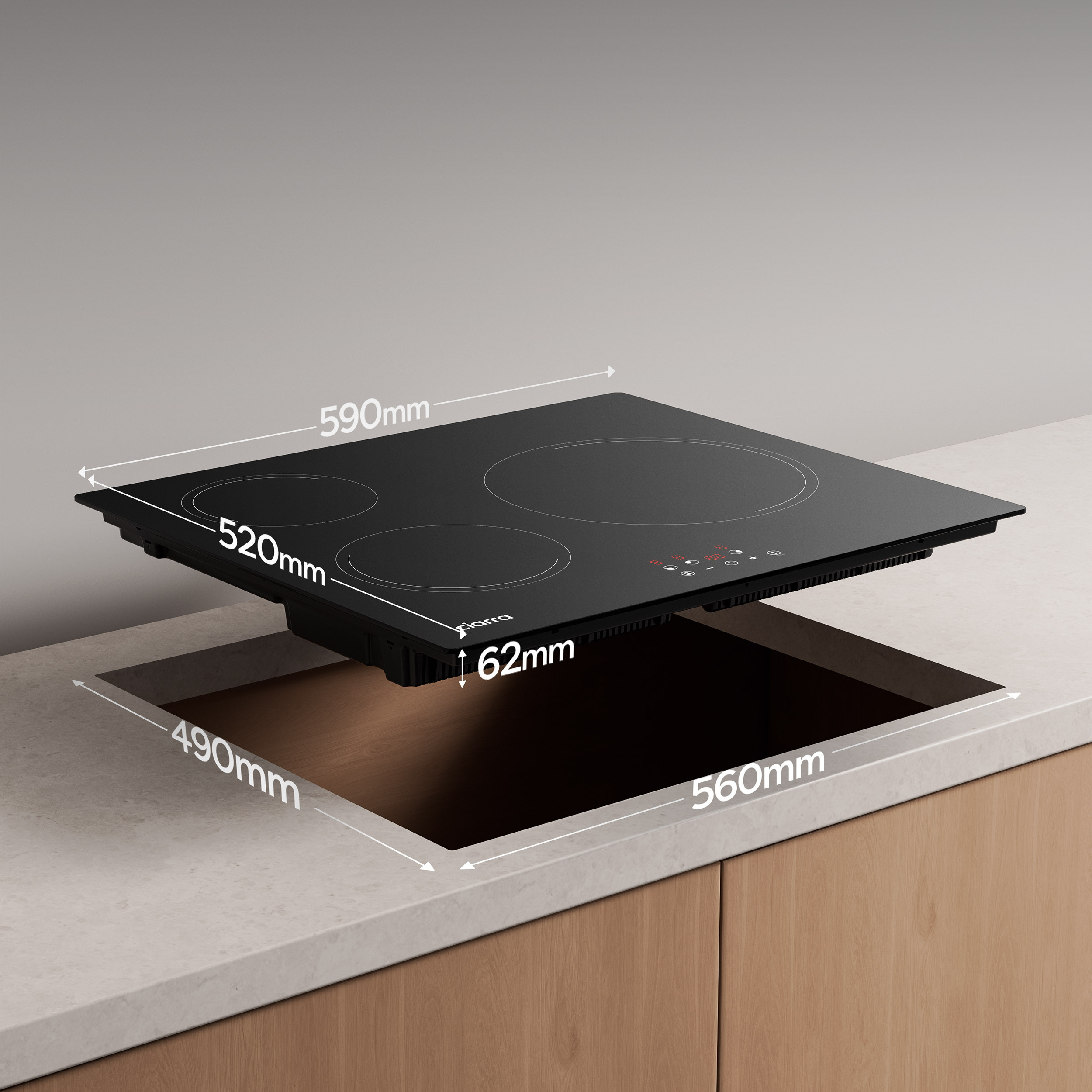 ciarra piastra 3 fuochi 59 cm