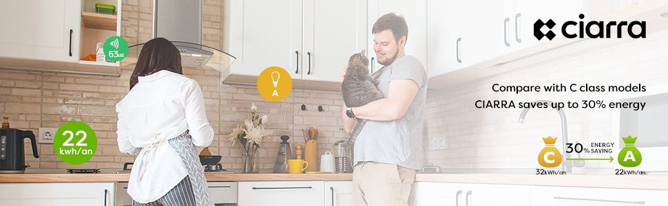 CIARRA 60cm Curved Glass Wall Mounted Cooker Extractor Hood 6S506-UK 12 glass cooker hood