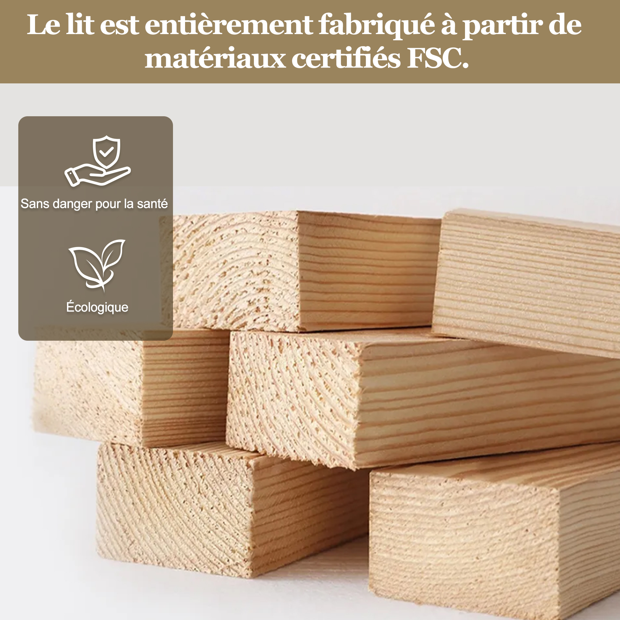 Matériaux en bois du lit présentés comme certifiés FSC