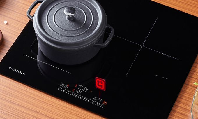 CIARRA CD3BFBIH Plaque Induction 3 Foyers - Flexizone - Boosters - 6500W - Affichage Digital - 9 Niveaux - Minuteur - L 59cm 12 ciarra plaque induction modulable 3 zones