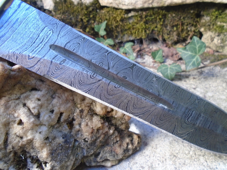 BLDAGD Lame Dague Acier Damas 256 Couches Lame A Customiser Le Manche Garde Laiton 6 Image