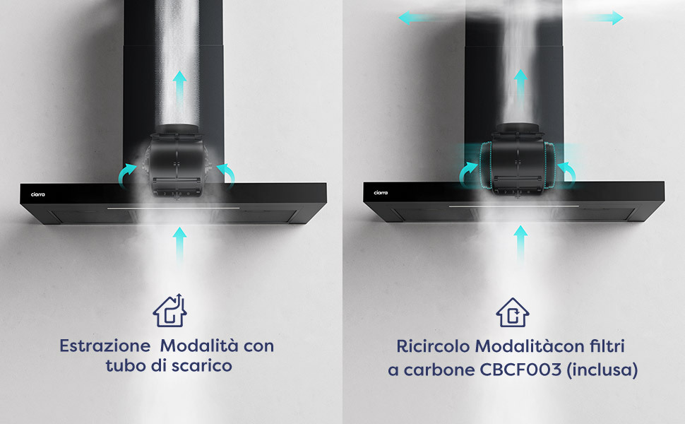 Cappa Aspirante Ciarra 90cm 650m3/h 4 Velocità Booster - LED Dimmerabile - Colore Nero- CD9102B 13 CIARRA CD9102B 2