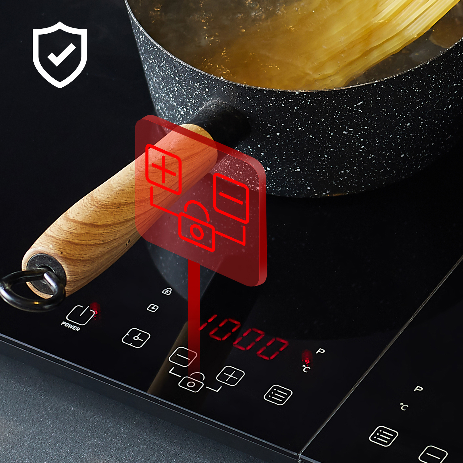 Cbtih2 Plaque Induction Sensitive 2 Foyers 3500W Lcd Securite Enfants Minuteur CIARRA 14 table de cuisson induction posable