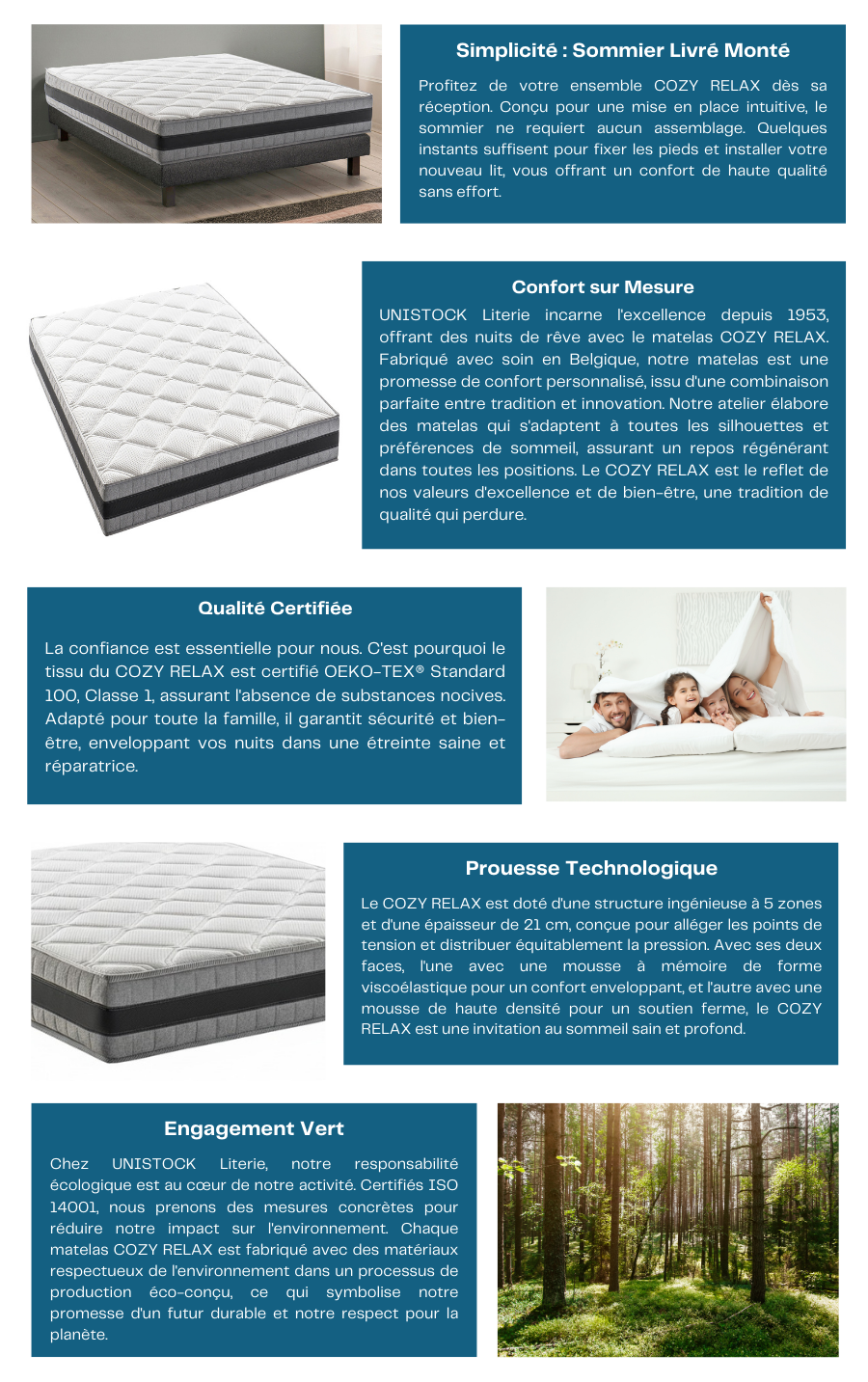 Ensemble COZY RELAX - Matelas Mémoire de Forme + Sommier