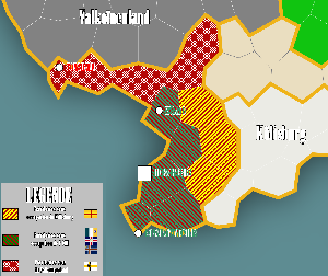 Carte du Hvítneslånd sous occupation