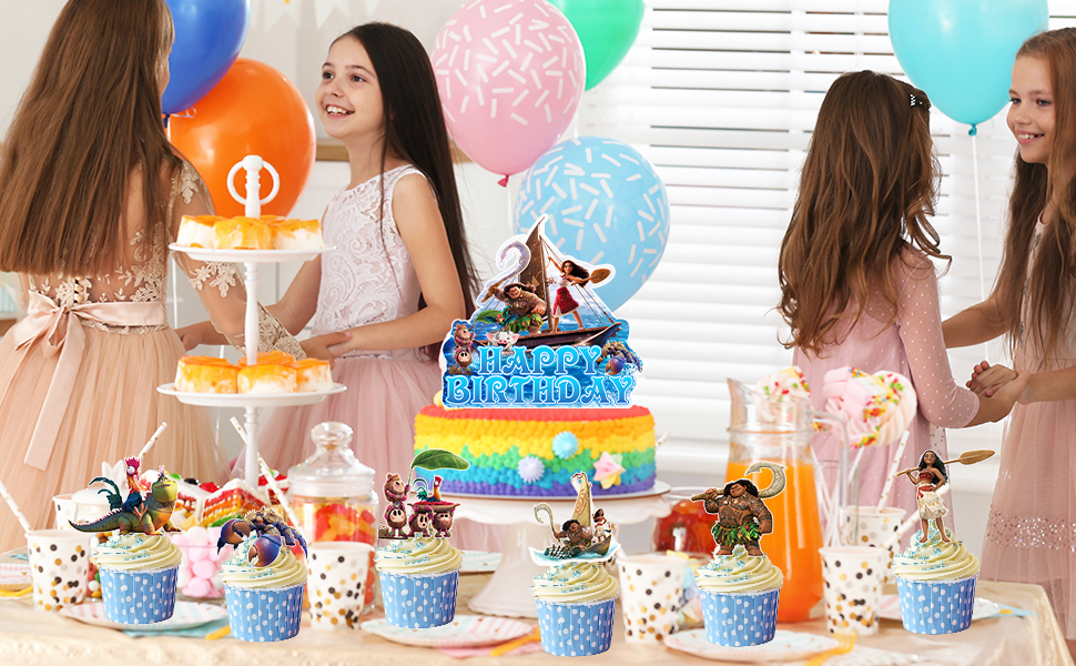 25-Piece Kids Birthday Cake Topper Set - Includes 1 Large Cake Topper & 24 Cupcake Toppers