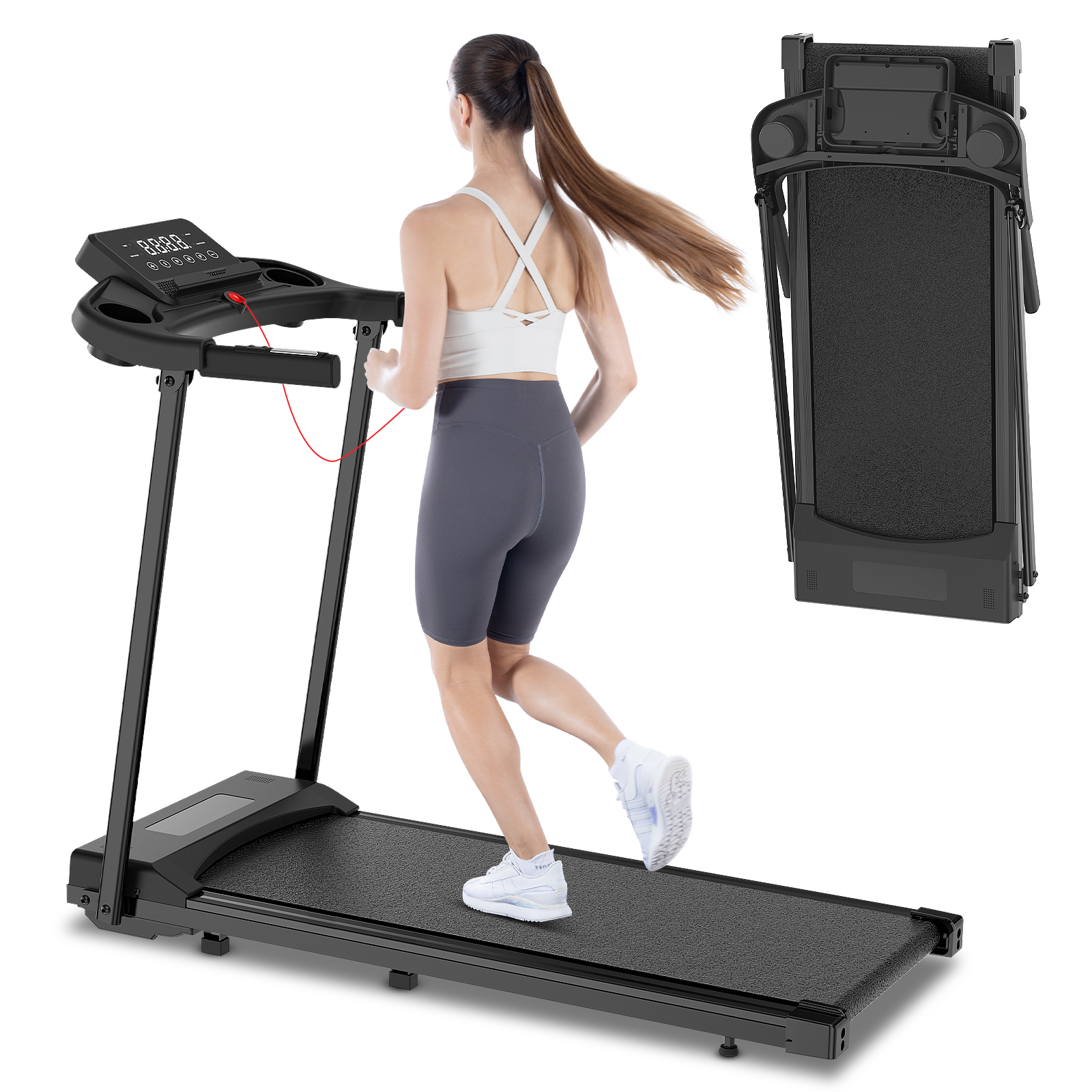 Tapis roulant pieghevole - RATTANTREE - walking pad 12 km/h, facile da piegare, con APP, Display LED Telecomando per Ufficio Domestico Supporto per Tablet