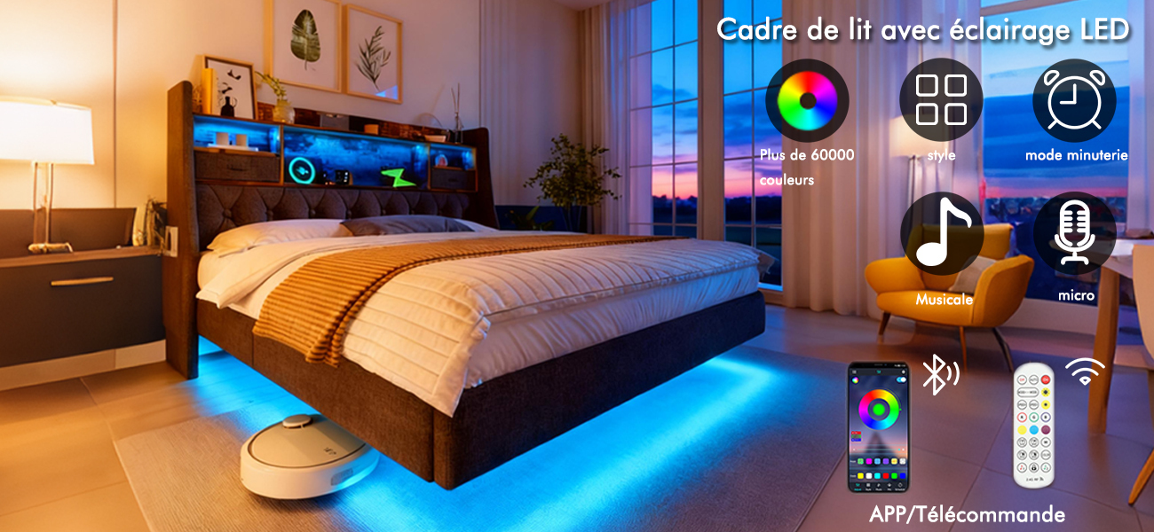 Éclairage LED et ports USB intégrés