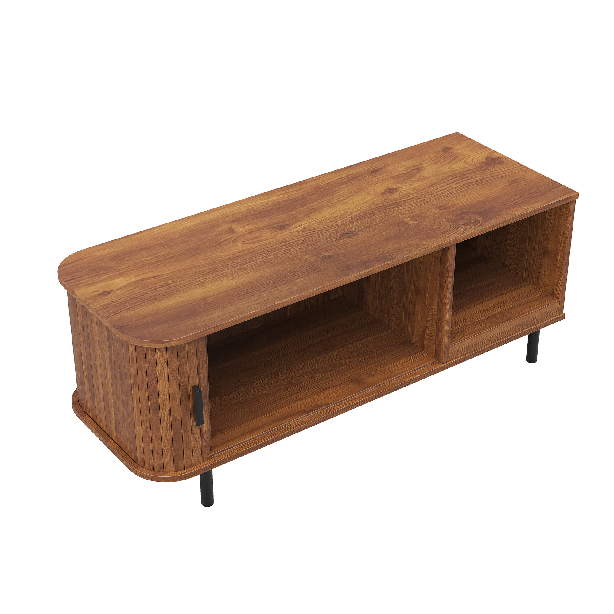 Porte coulissante de la table basse effet noyer