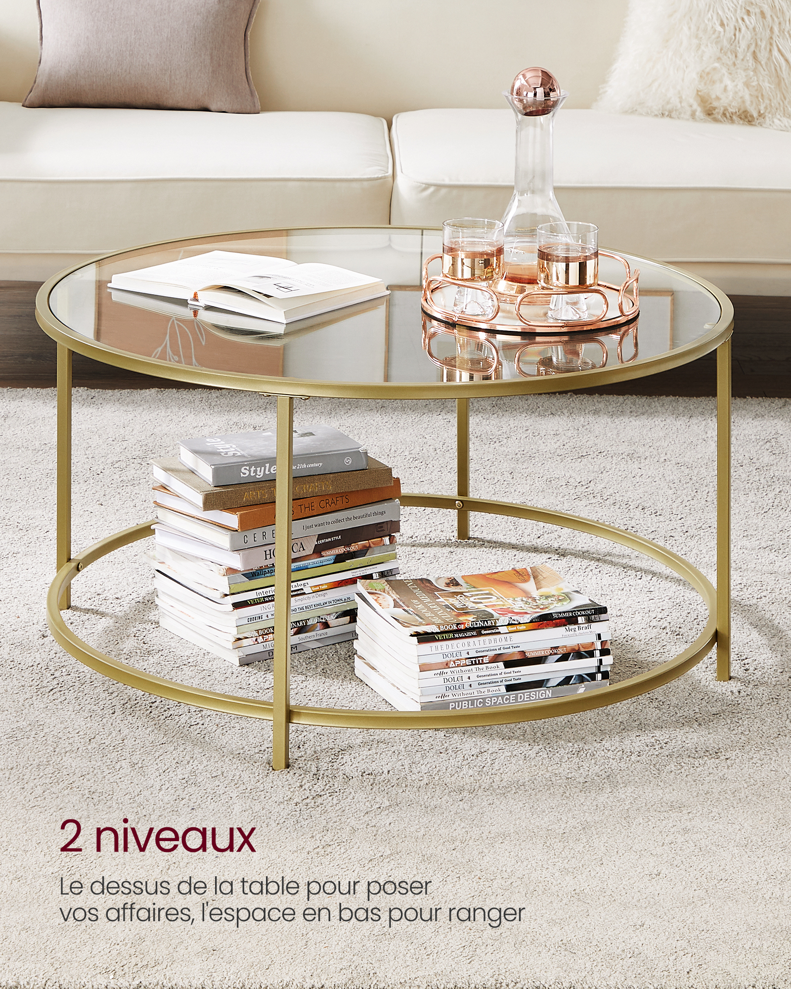 Table Basse Rectangulaire avec Plateau En Faux Marbre Pour Le Salon, Table Basse Industrielle Moderne En Verre Trempé Et Métal, Table Centrale pour