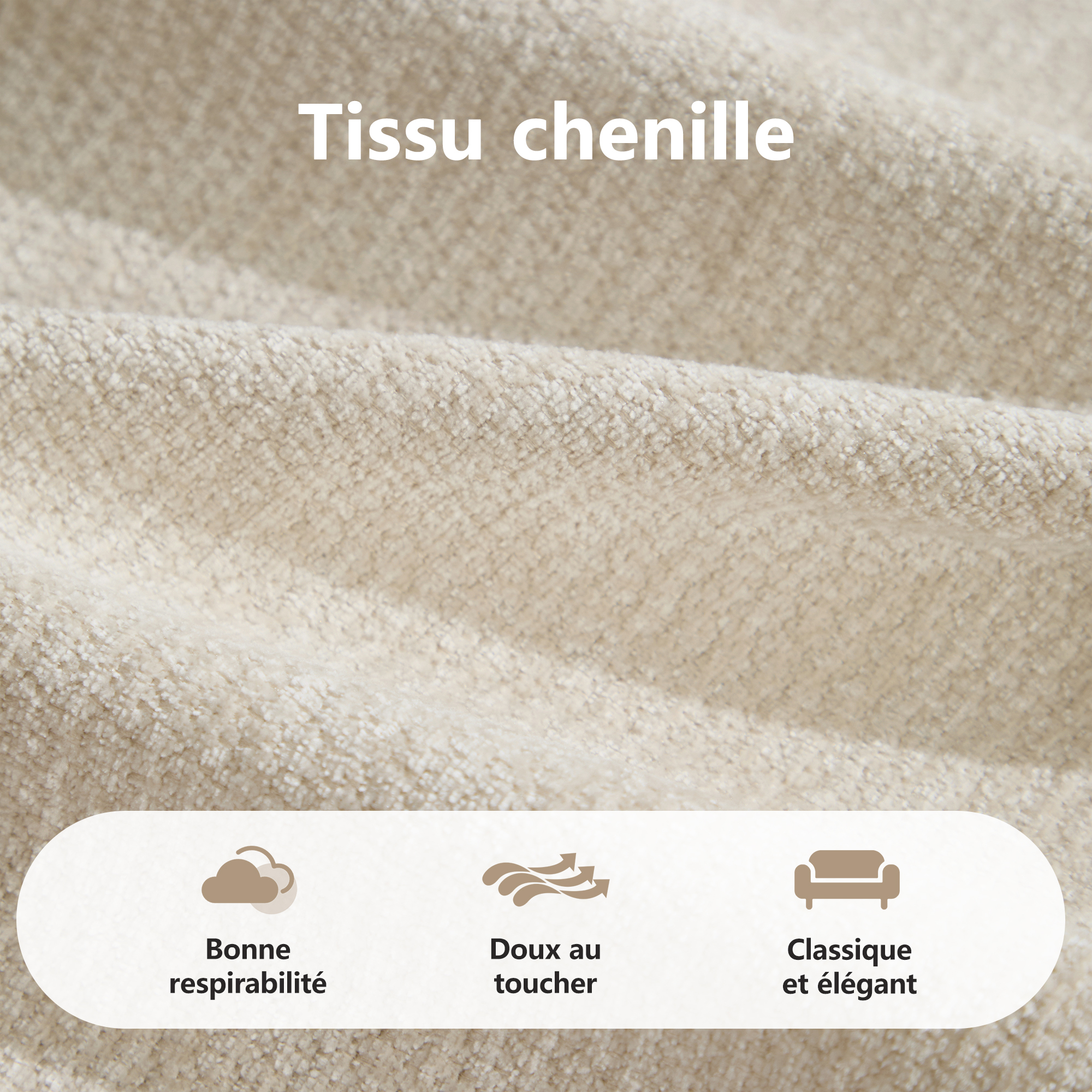 Revêtement en chenille vert du canapé modulable
