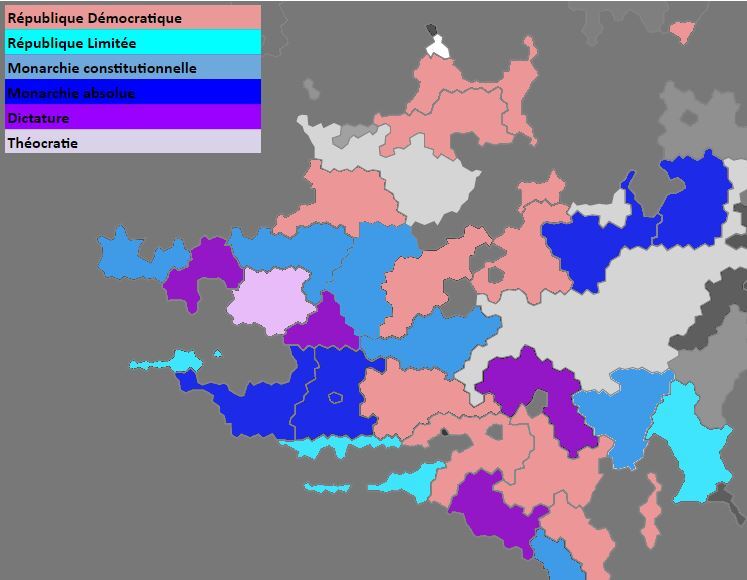 Carte de l'Eurysie de l'Ouest 02/2012 - Régimes Politiques