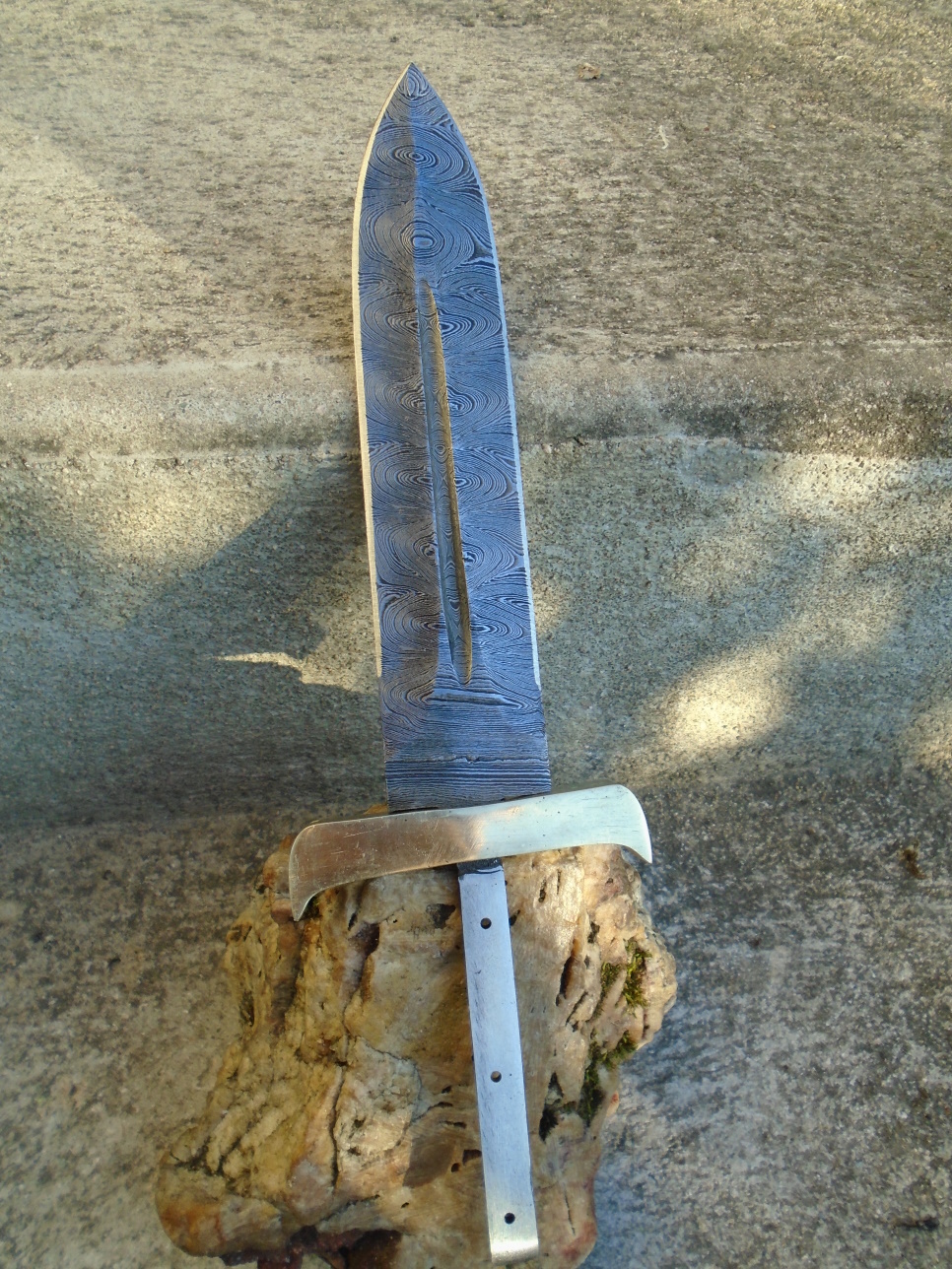 BLDAGD Lame Dague Acier Damas 256 Couches Lame A Customiser Le Manche Garde Laiton 11 Image