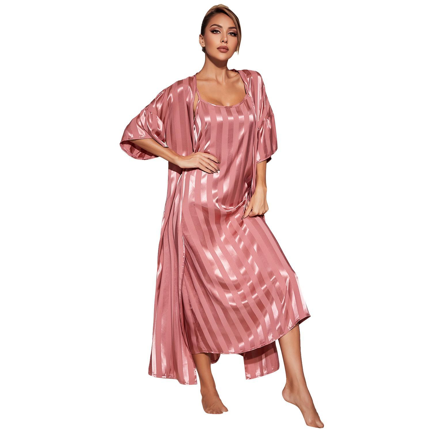 Women Satin Silk Look Sleepwear Pyjamas Long Sleeve Nightwear Set