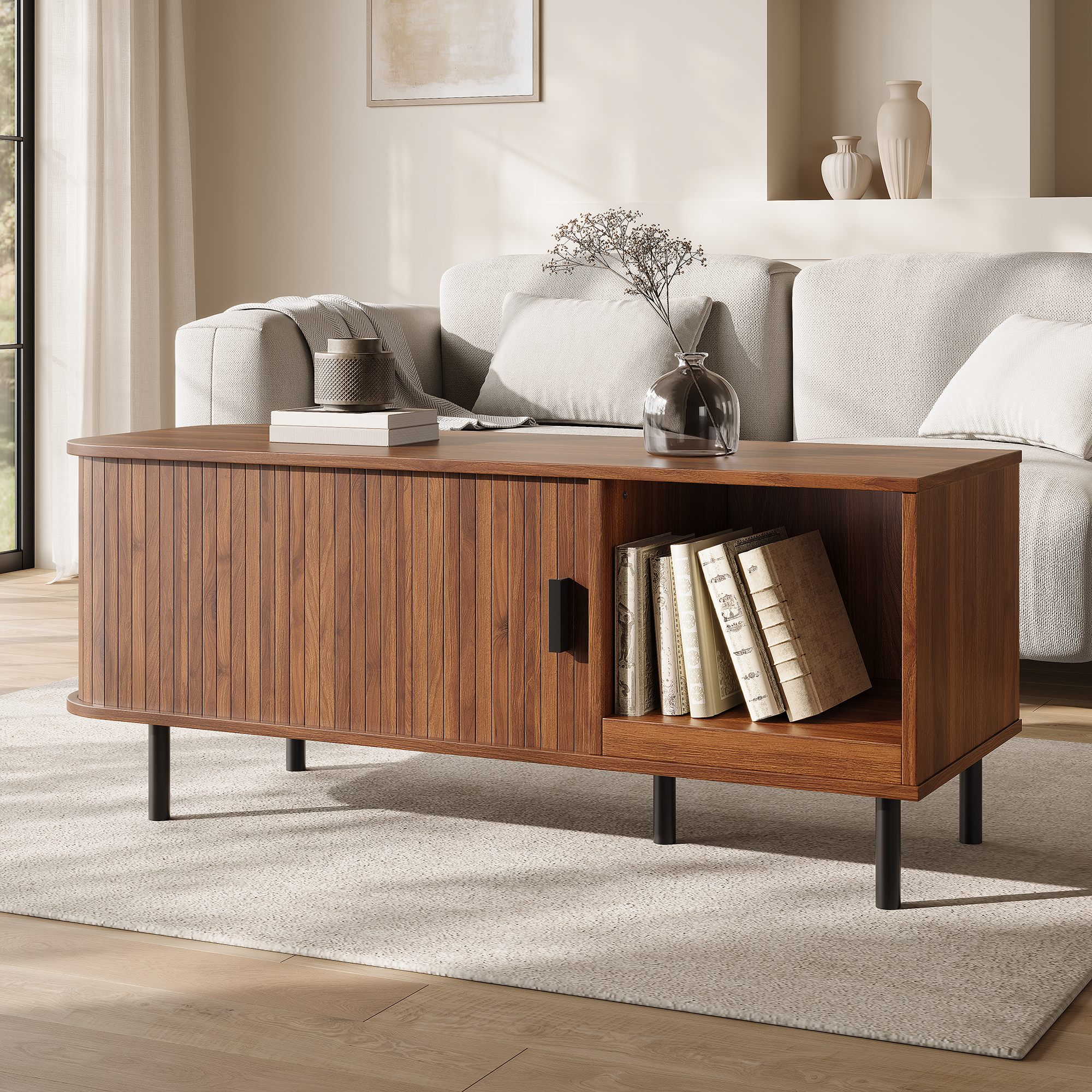 Niche ouverte latérale de la table basse marron