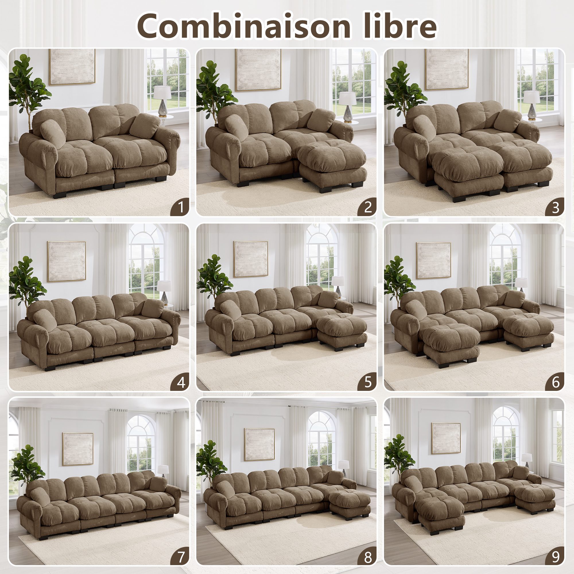 Présentation du canapé modulable en chenille