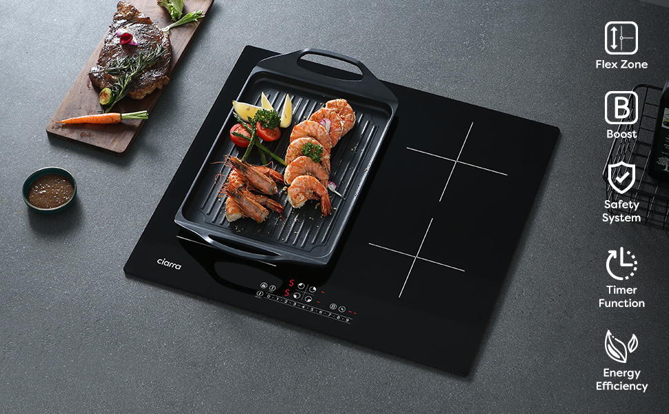 CIARRA Built-in 4 Zones Induction Hob, Integrated Electric Cooktop With 1 Flex Zone 7200W-CD4BFBIH 11 4 ZONES INDUCTION HOB