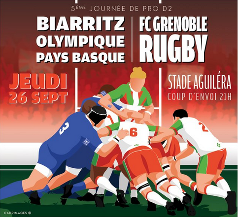 INFOS ce JEUDI 26 SEPTEMBRE (Matinée) > Pro D2 – J5 > J –1 du dernier match du 1er bloc > NEVERS / USM demain Vendredi 19H30 au pré fleuri <> Du CÔTÉ de SAPIAC <> Pro D2 > En match d'ouverture ce jeudi 21H > BIARRITZ / GRENOBLE retrouvez les COMPOS Oo7bta