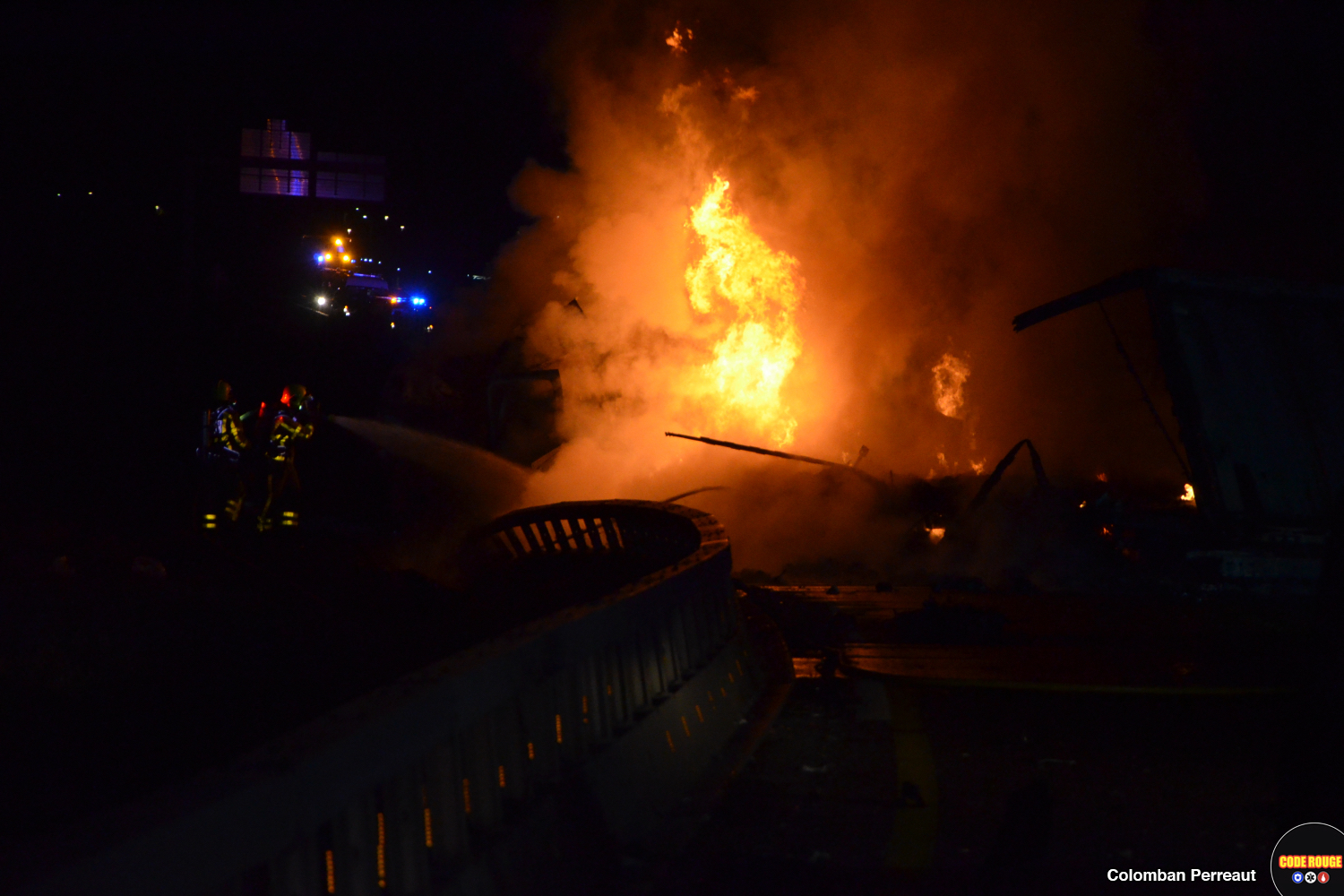 L'incendie provoqué par l'accident sur la RCEA