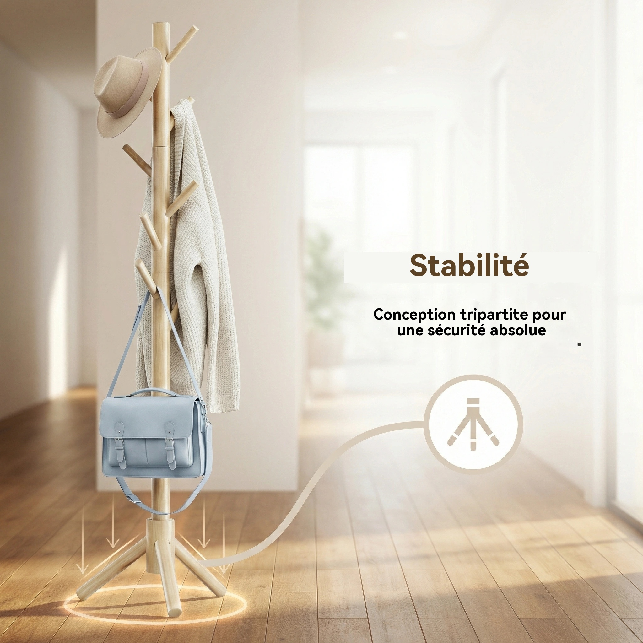 Porte-manteau en bois robuste