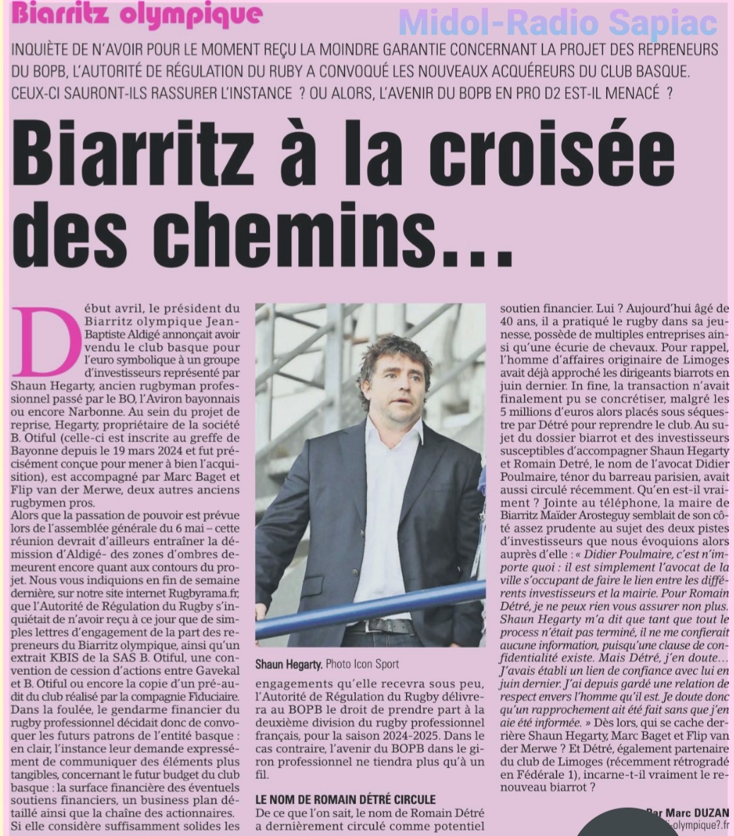 INFOS ce MERCREDI 1ER MAI 2024 (Matinée) > Pro D2 - J29 > " L'USM condamnée à l'exploit "> USM / MONT de MARSAN > Le Vendredi 10 Mai à 19H30 au Stade de Sapiac – PLACES à 5€ > ACTUS USM – Pro D2 <> Du Côté de Sapiac <> BIARRITZ OLYMPIQUE Quyjs5